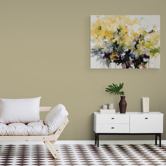 Cuadro moderno con flores amarillas y blancas
