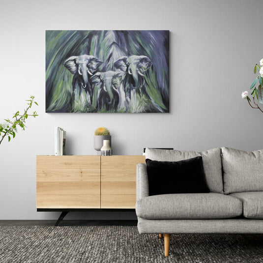 Tres elefantes en el bosque