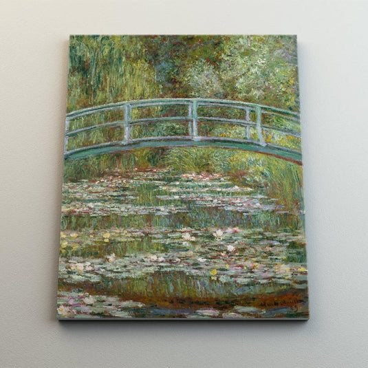 Pintura impresionista del puente japonés sobre el estanque de nenúfares de Monet en Giverny