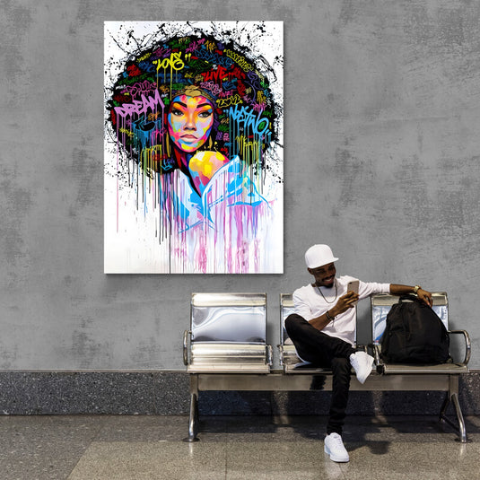 Black Queen Afro - Canvas Mérida Fine Print Art