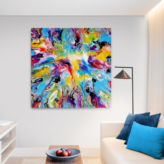 Cuadro abstracto moderno Fluid Painting con colores vibrantes
