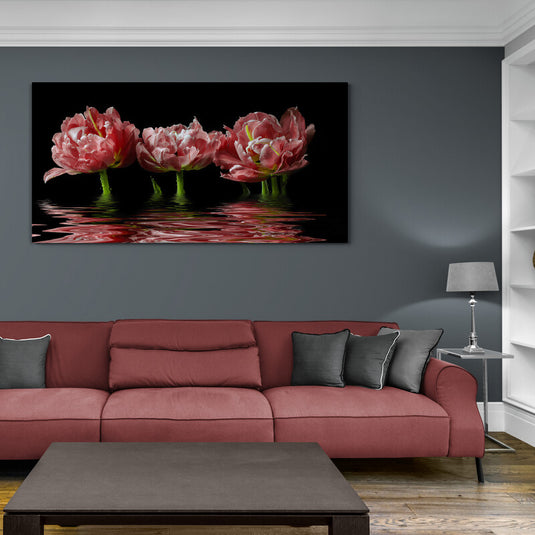 Tres flores en el Agua - Canvas Mérida Fine Print Art