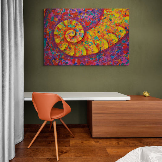 Pintura Abstracta de Trompa Colorida en Acrílico