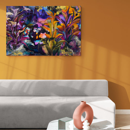 Pintura Abstracta de Jardín Colorido en Acuarela