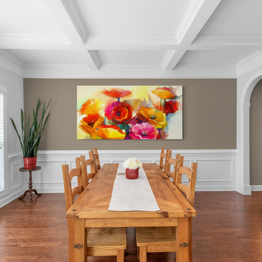 Pintura expresionista de flores en tonos vibrantes