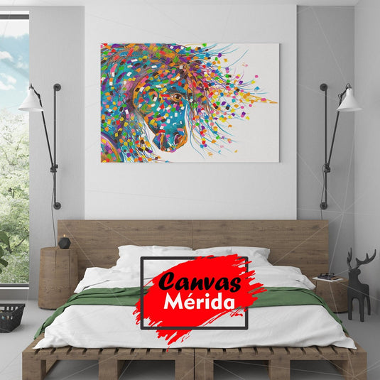Pintura Abstracta de Caballo en Colores Vibrantes