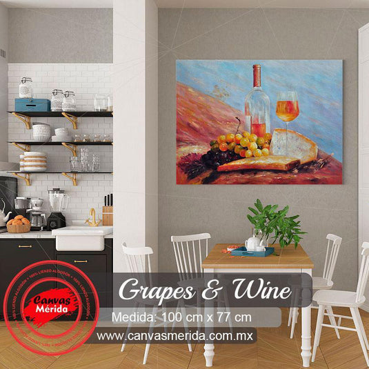 Uvas y Vino - Canvas Mérida Fine Print Art