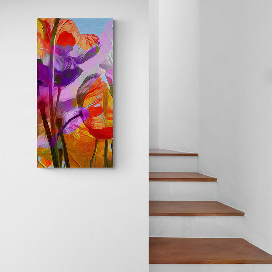 Flores abstractas en colores vivos y cálidos