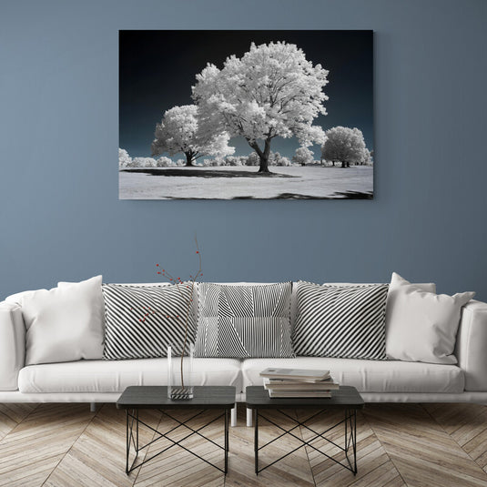 Cuadro_Decorativo_Arboles_Hojas_Blanco_Fondo_Blanco_Negro_Azul_Oscuro