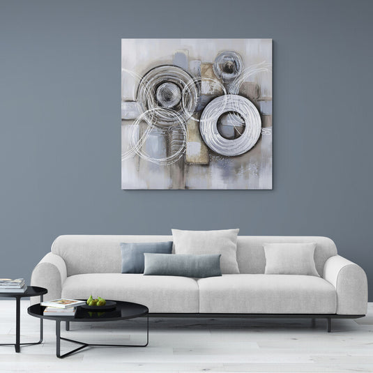 White and Gray Circles - Canvas Mérida Fine Print Art