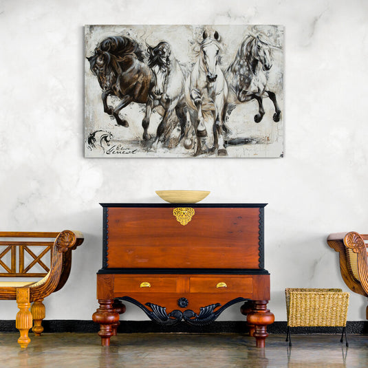 Caballos galopando en una obra de arte