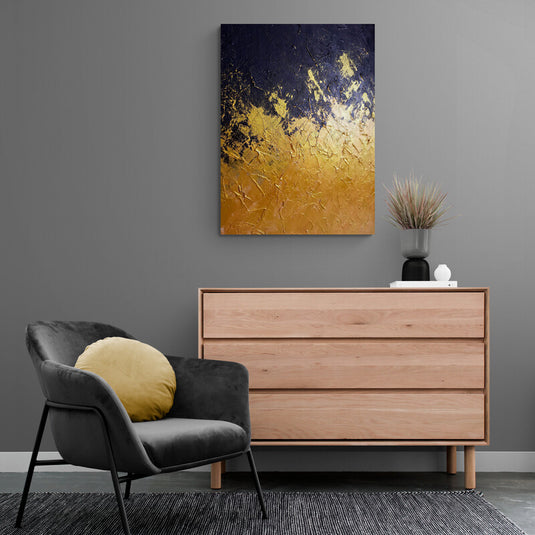 Cuadro abstracto moderno dorado y negro