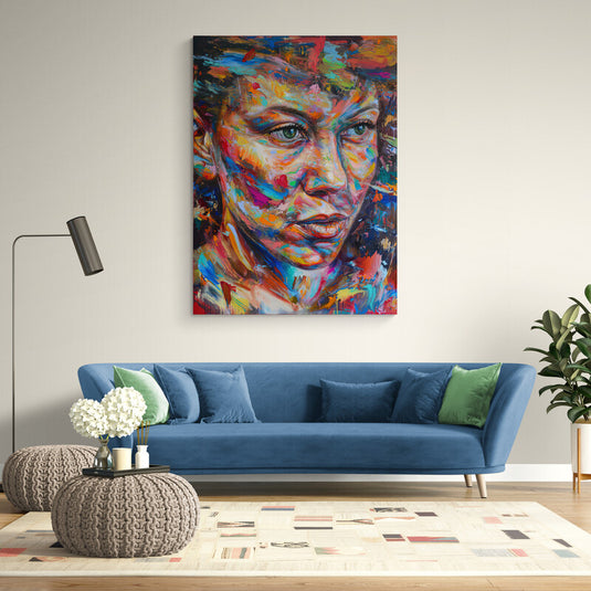Woman Brushstroke of Colors - Canvas Mérida Fine Print Art