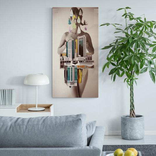 Woman Buildings - Canvas Mérida Fine Print Art