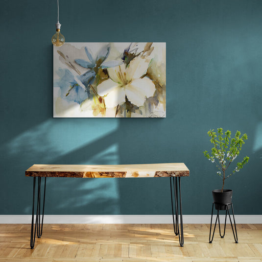 Pintura impresionista de una peonía en tonos pastel