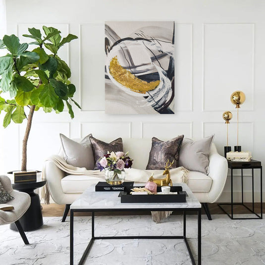 Lienzo abstracto con detalle dorado
