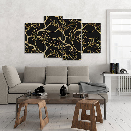 Set Hojas Doradas Relieve - Canvas Mérida Fine Print Art