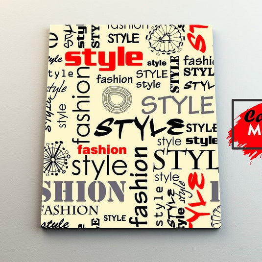 Cuadro decorativo moderno con tipografía de moda y estilo – arte gráfico contemporáneo en blanco, negro y rojo para espacios creativos