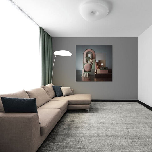 Composición abstracta con formas geométricas y luces en colores pastel