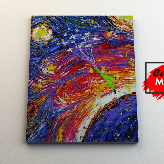 Cuadro decorativo El Principito estilo Van Gogh con estrellas y universo en colores vibrantes