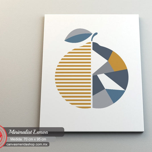 "Gráfico estilizado de fruta con diseño geométrico y paleta de colores neutros"