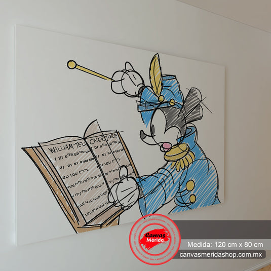 Cuadro decorativo dibujo animado estilo boceto con director de orquesta en uniforme azul – Canvas Mérida