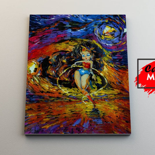 Cuadro decorativo Wonder Art – pintura expresionista colorida con figura femenina inspirada en arte pop y estilo al óleo para decoración moderna