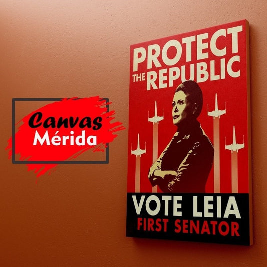 Cuadro decorativo Star Wars Leia Organa Protect the Republic estilo cartel propagandístico