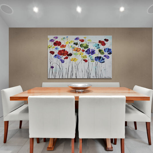 Amapolas multicolor en campo