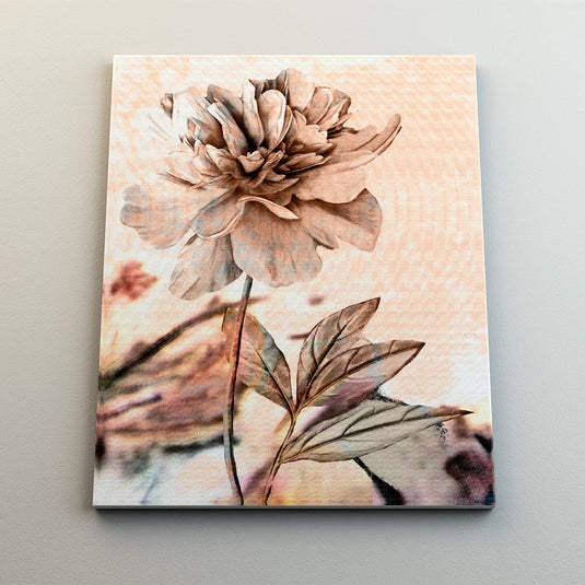 Imagen artística de peonía con textura en tonos sepia