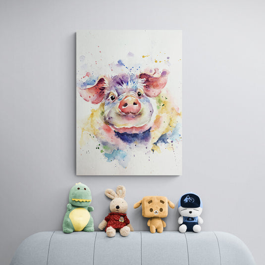 Pintura de Cerdito en Acuarela Colorida