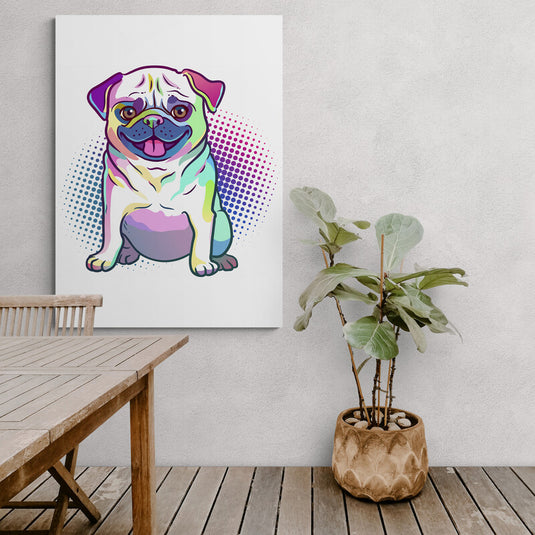 Cuadro pop art de pug en colores vibrantes