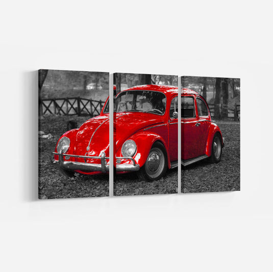 Set de cuadros decorativos con volcho en color rojo sobre fondo negro