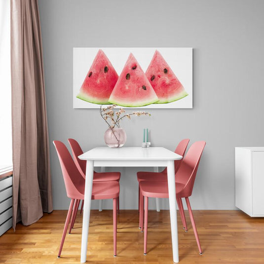 Rodajas de sandía fresca en fila