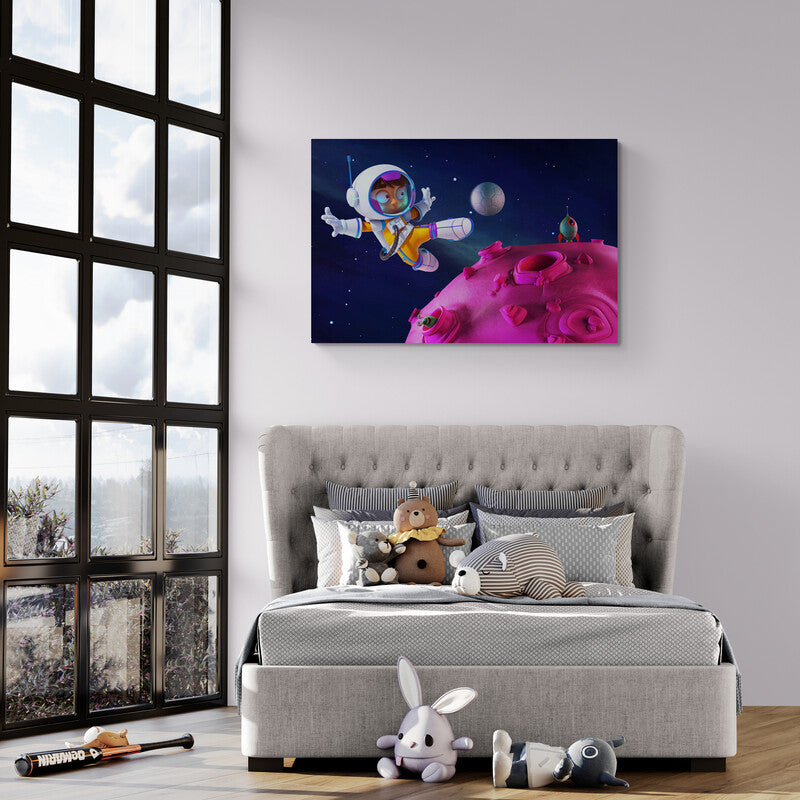 Astronauta luna rosa - Canvas Mérida Cuadros Decorativos