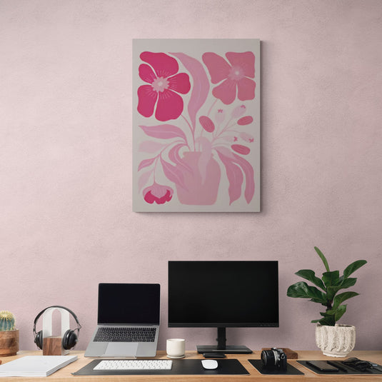 Arte minimalista de flores en tonos rosa