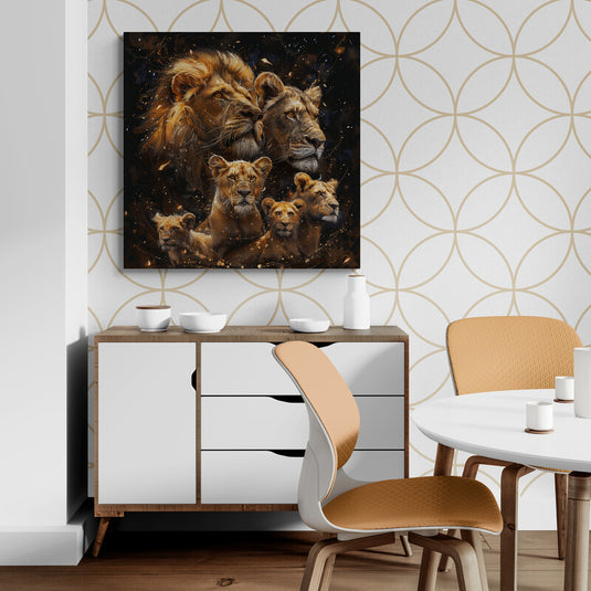 Familia de 5 Leones - Canvas Mérida Cuadros Decorativos