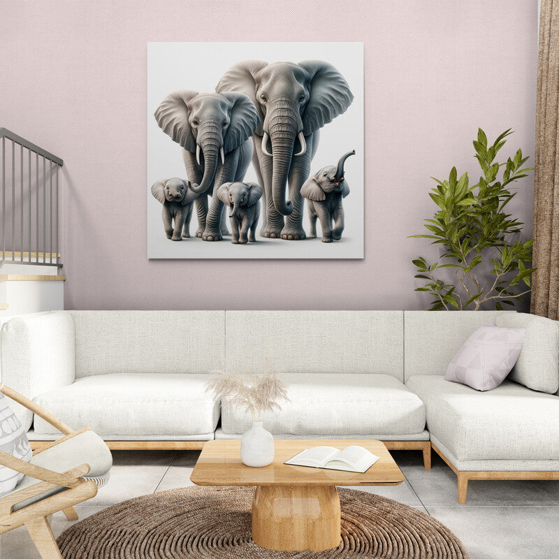 Familia de 5 elefantes - Canvas Mérida Fine Print Art