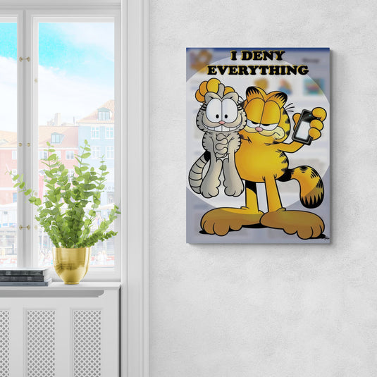 Garfield con Nermal y mensaje gracioso en arte decorativo