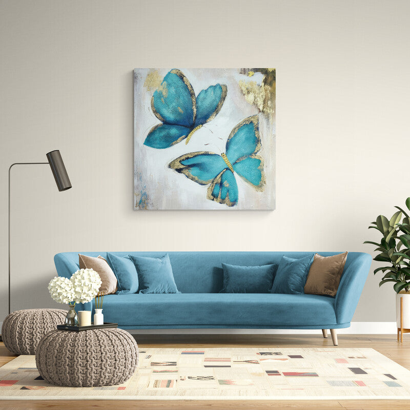 Gold blue butterfly - Canvas Mérida Fine Print Art