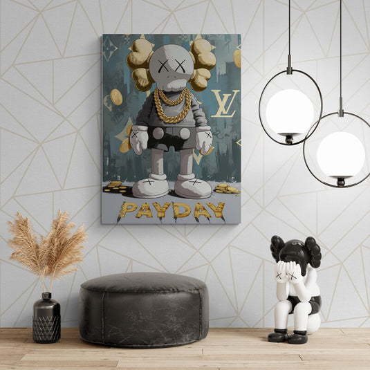 Pintura Urbana "Payday" con Figura Dorada