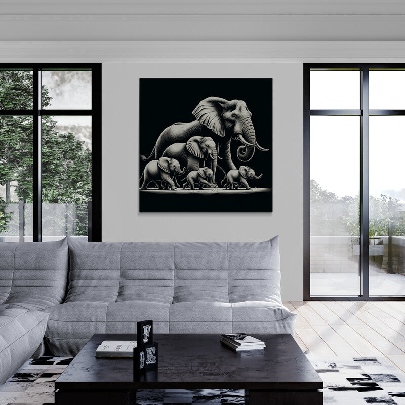 Familia de 5 elefantes II - Canvas Mérida Fine Print Art