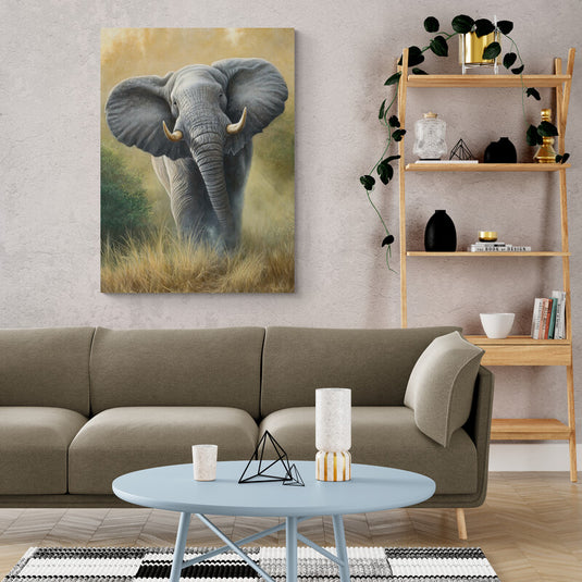 Pintura de elefante africano en la sabana