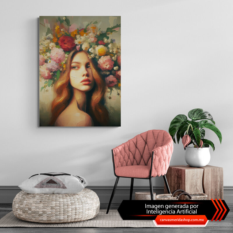 Mujer floreciendo (Entrega inmediata) - Canvas Mérida Fine Print Art