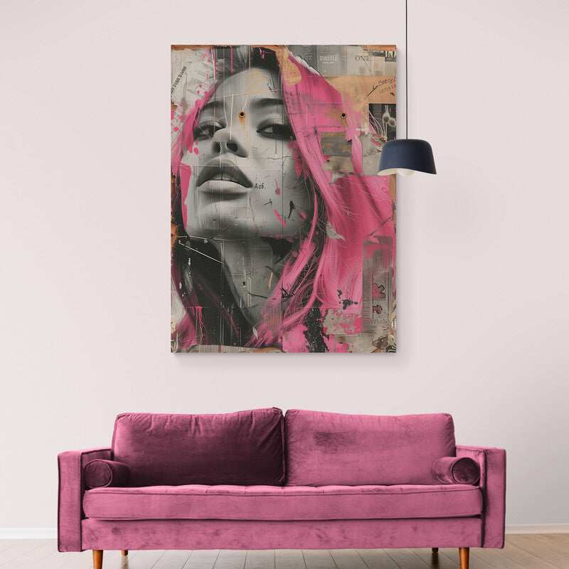 Pink Hair Gir - Luna Mendoza - Canvas Mérida Cuadros Decorativos