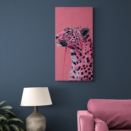 Retrato de leopardo en fondo rosa para decoración moderna