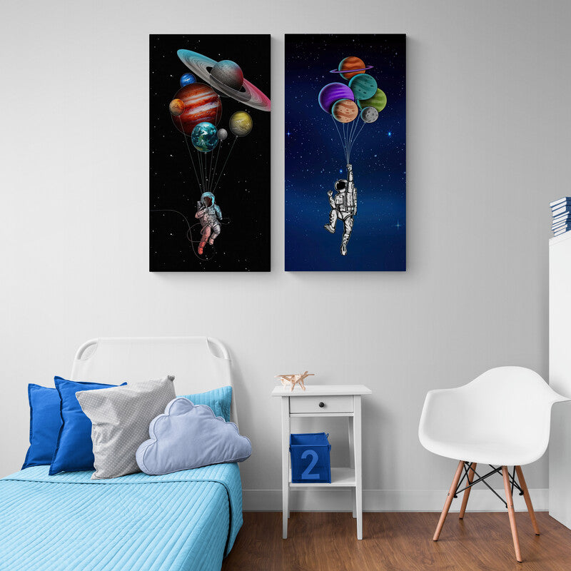 Cuadros Decorativos Astronautas y Planetas en Fondos Oscuros