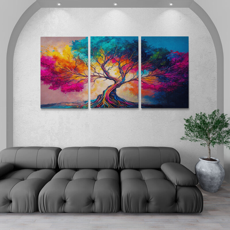 Set colored tree - Canvas Mérida Cuadros Decorativos