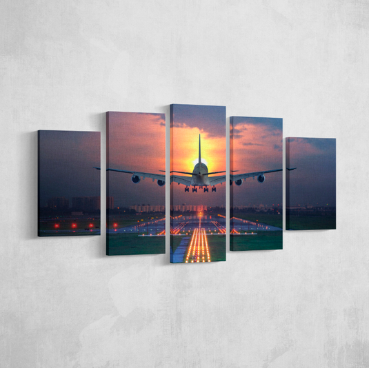 Set sunset behind the jet (políptico) - Canvas Mérida Cuadros Decorativos