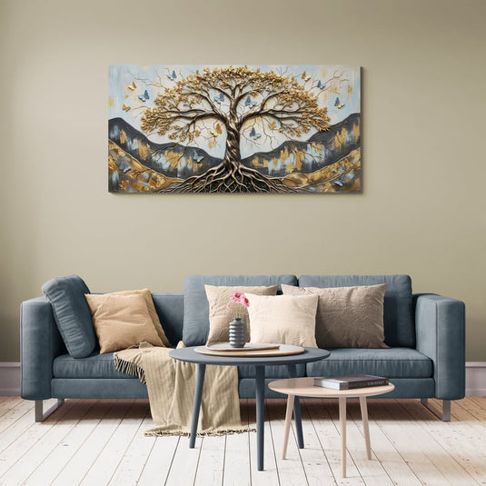 Árbol de Vida Dorado con Mariposas
